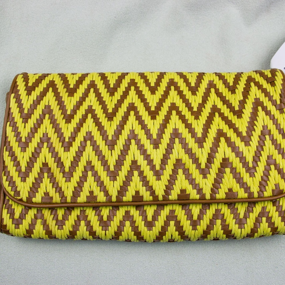 French Connection Basket weave Betty Clutch NWT